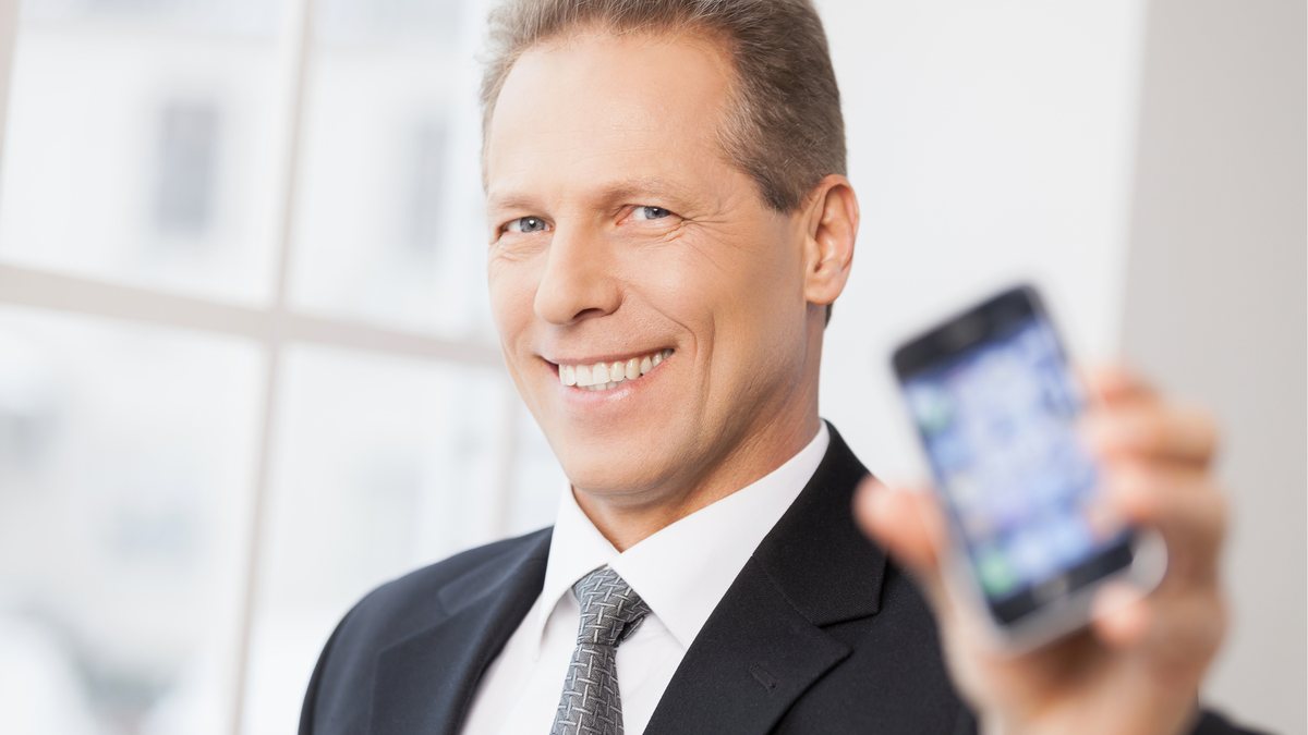 A business user on a mobile call